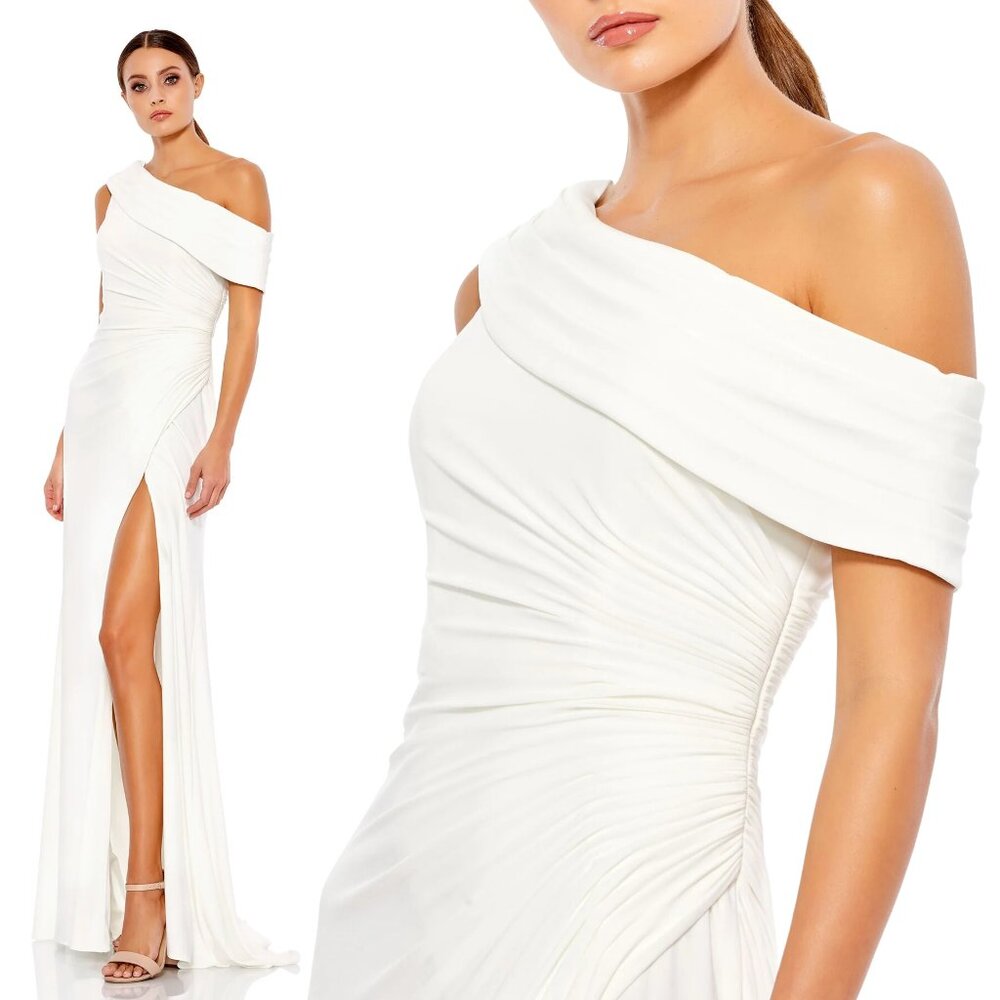 MAC DUGGAL | FOLDOVER OFF-THE-SHOULDER SLIT GOWN 26517